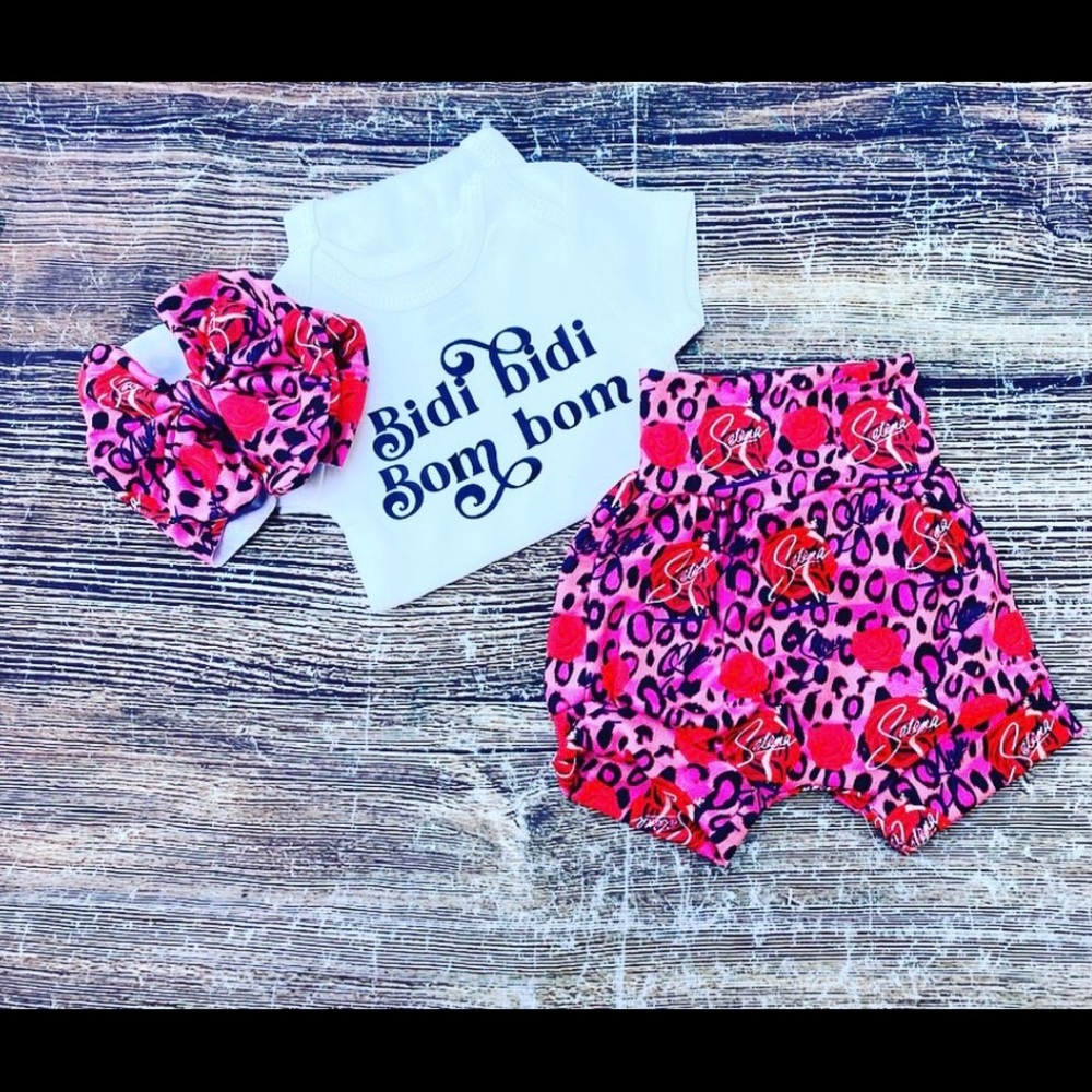 Baby girl outfit cheetah print bidi bidi 0-12 mont
